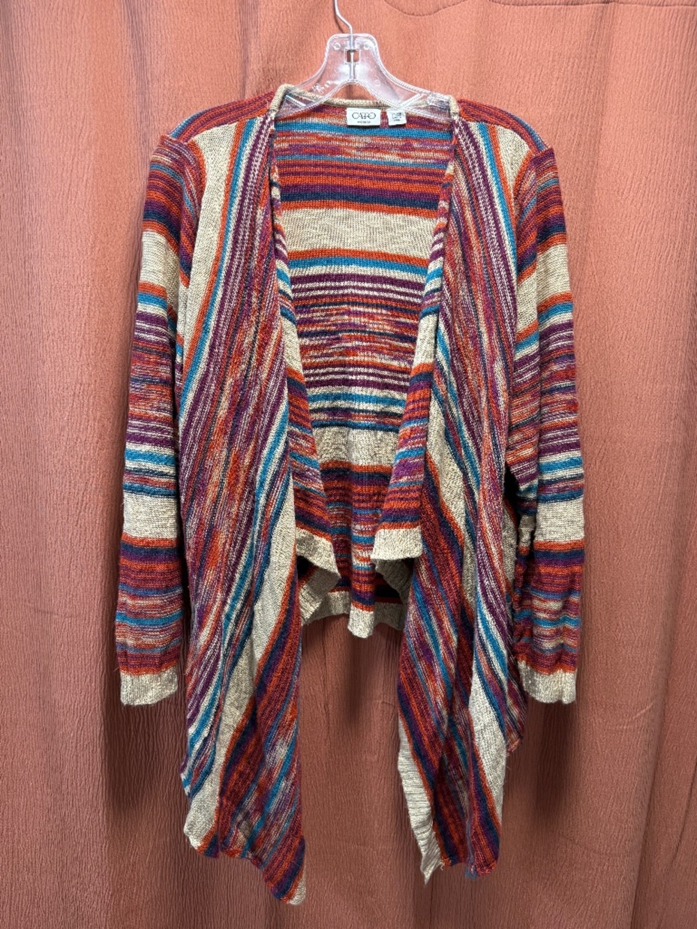 Cato Women's plus size open cardigan - tan/multi colored - size 22/24